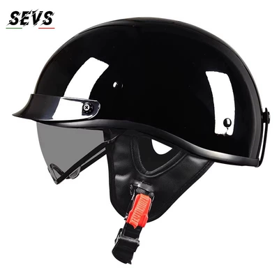 half helmet, electric vehicle helmet, Motosiklet kaskı (dəbilqə) - glossy-black-tea-mirror-m