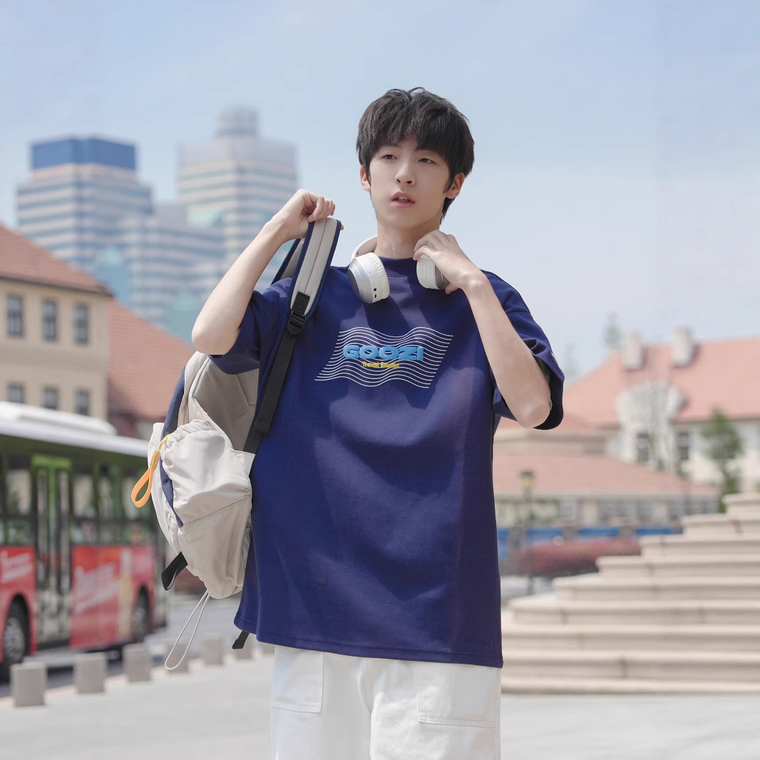 メーカー直送 220g ヘビーウェイト コットン Tシャツ メンズ 半袖 2025年夏新作 和風レタープリント ハーフスリーブ