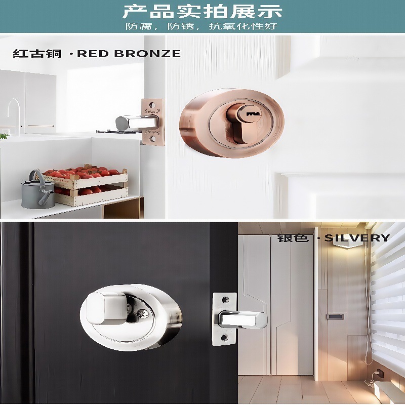 シンプルでモダンな亜鉛合金製の目に見えないロック、寝室通路ロック、盗難防止ドアロック、片面隠しロック、デッドボルトロック|undefined