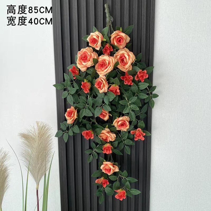 Simulación transfronteriza rosa colgada en la pared de plástico artificial de flores藤 acondicionado de aire acondicionado de pared de hogar orquídea colgante de orquídea decorada planta de藤