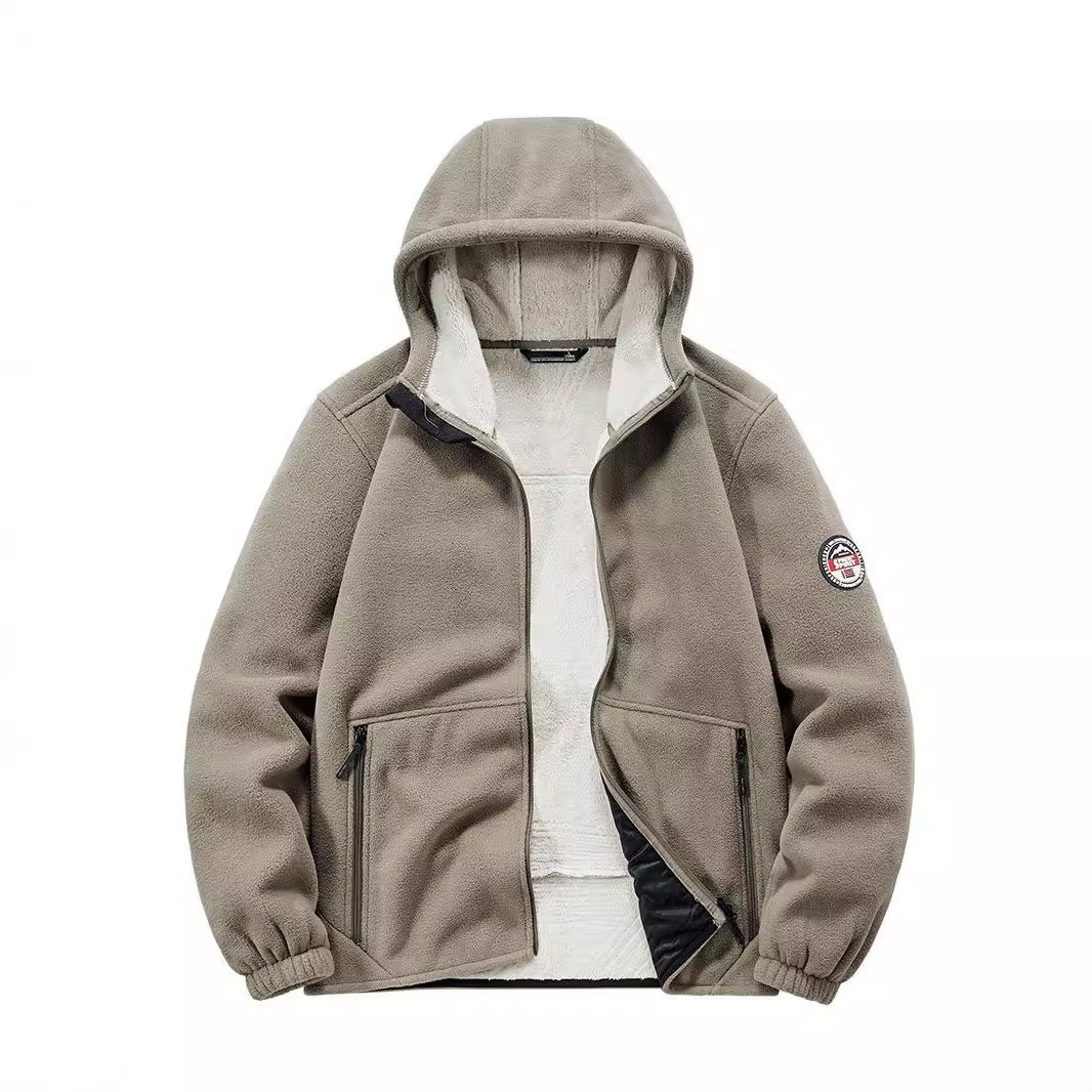 Abbigliamento maschile cappotto di cotone giacca con cappuccio da uomo cappotto in pile più velluto pile polare ispessito celebrità di Internet trasmissione in diretta studente tendenza_voghion.com