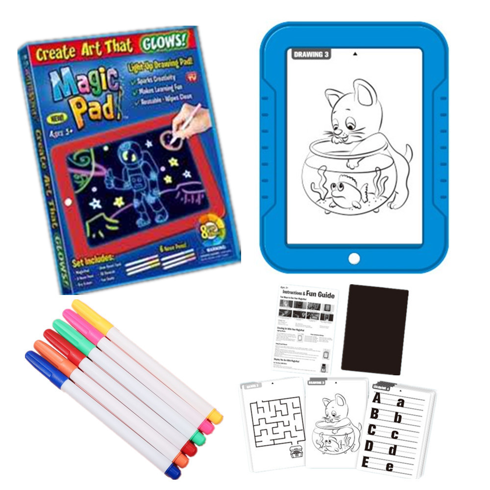 Amazon magicpad 3D tablero de dibujo para niños tablero de escritura fluorescente graffiti traje mágico tablero de dibujo luminoso