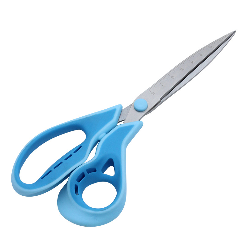 8 pulgadas con escala tijeras de acero inoxidable para el hogar tijeras de oficina diarias tijeras de caucho y plástico fábrica de tijeras al por mayor