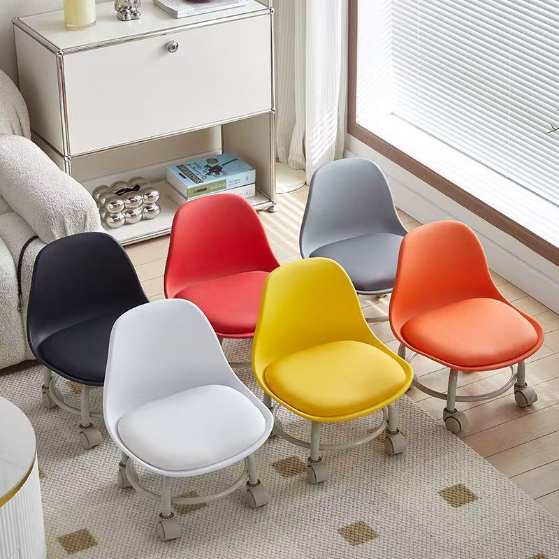 Customized Swivel Small Stool for Home Living Room, Wheeled Low Stool, Children's Toddler Chair, Tulip Backrest Shoe-Changing Stool