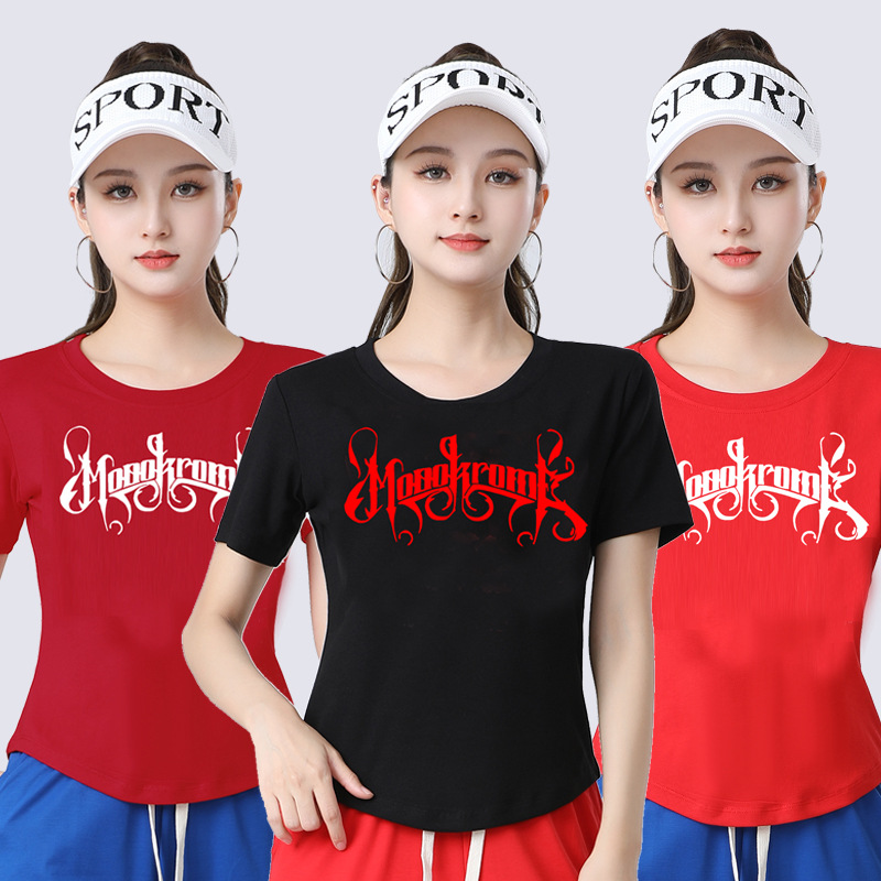 Women's new summer round neck short-sleeved square dance clothing…