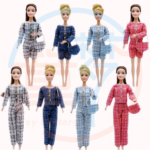 11inch Barbie Doll Fashion Set 30cm 1/6 Doll Clothes Little Chanel Socialite Style Three-Piece Set Amazon Foreign Trade