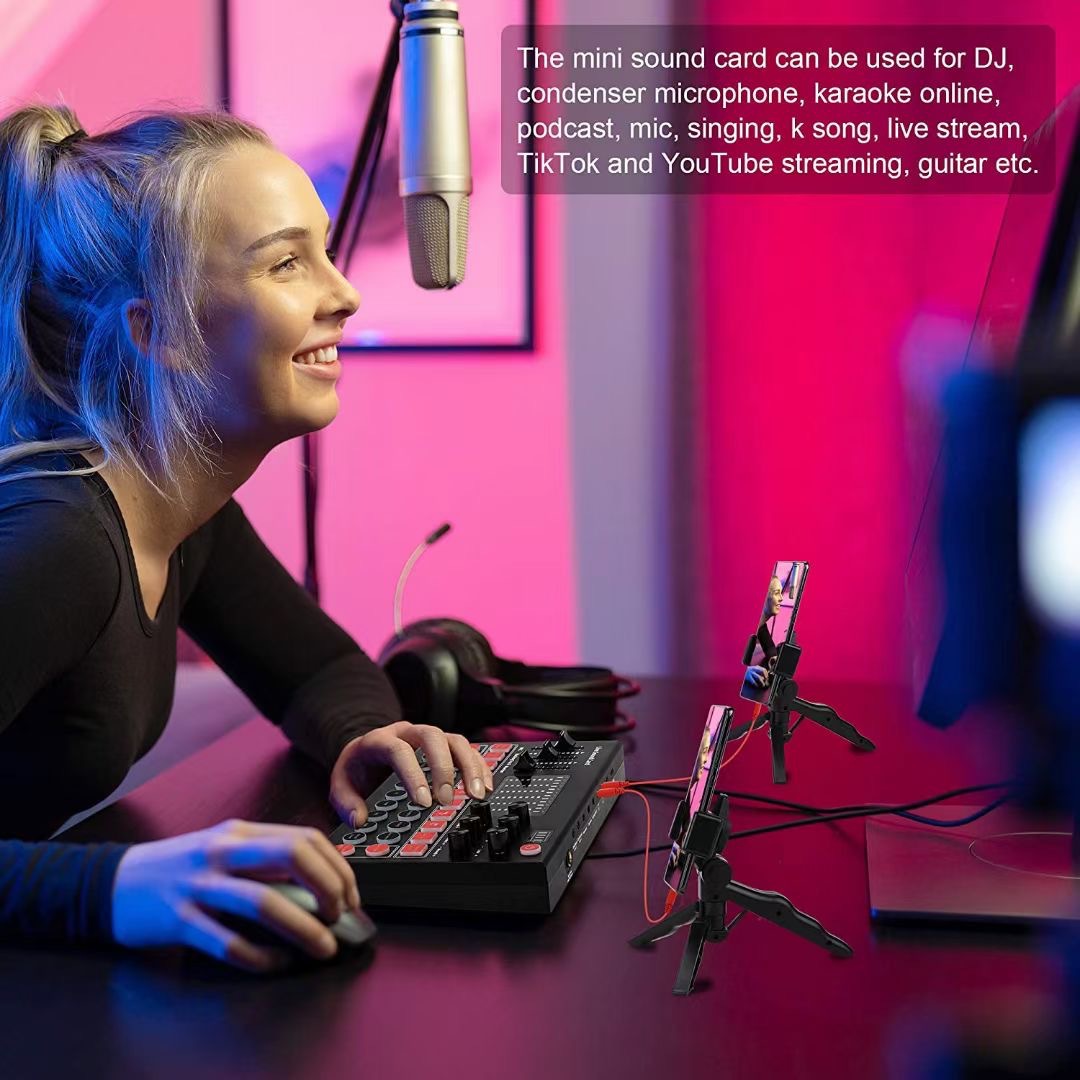 Venta caliente transfronteriza M9 inglés tarjeta de sonido BM80 condensador micrófono traje USB tarjeta de sonido karaoke en vivo computadora teléfono móvil