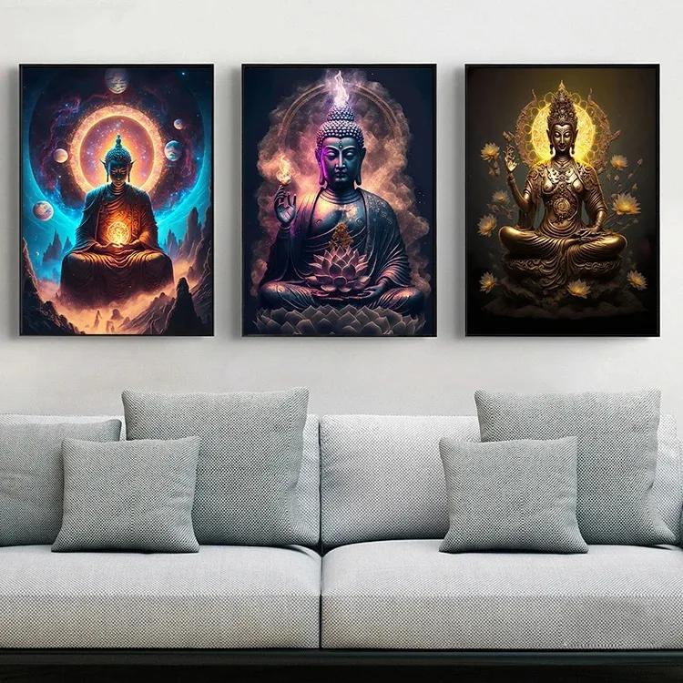 佛林莲花像信仰油画壁画厂家批发来图打印海报外贸入仓货源Shopee