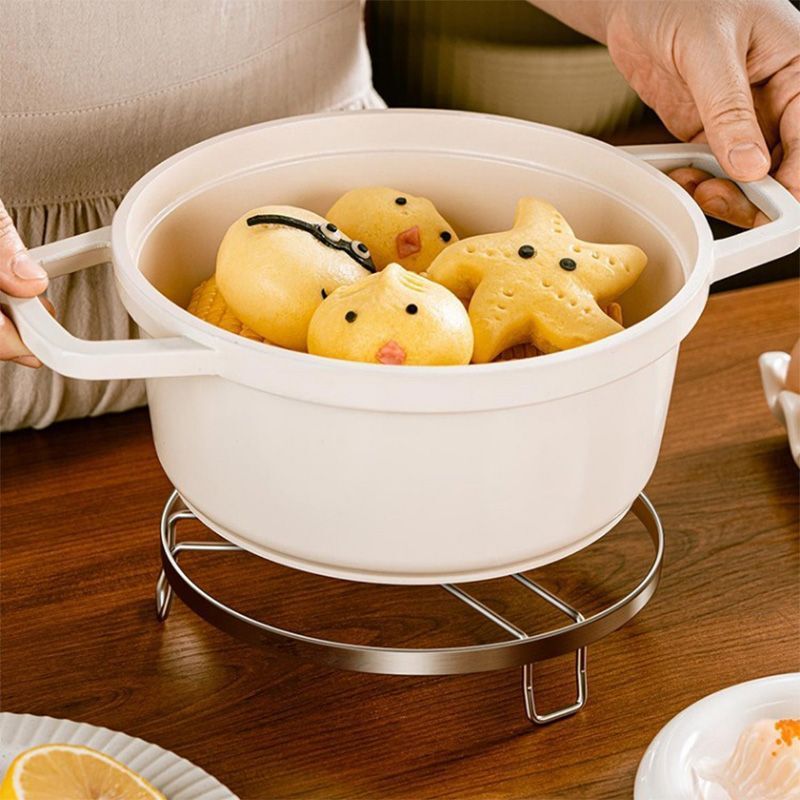 工場直販 ステンレス蒸し器 家庭用キッチン 多機能鍋用断熱置物ラック カウンターポットマット 蒸し器ラック|undefined