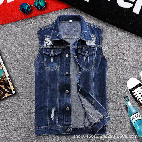 Vintage Cowboy Vest for Men and Teenagers, Loose and Casual Streetwear High-End Brand Sleeveless Cardigan Sweatshirt