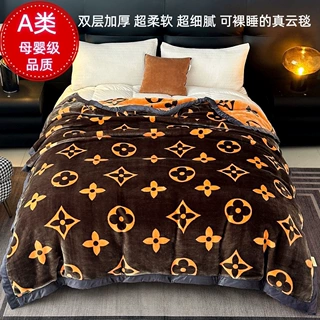 加厚双层云毯拉舍尔毛毯冬季保暖单双人婚庆盖毯被子宿舍不掉毛a