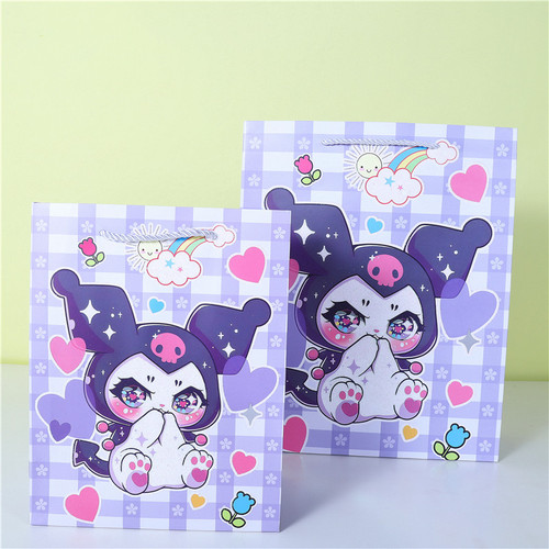 Cartoon Sanrio Animal White Card Paper Shopping Bag Animation Dusting Craft Gift Bag Cat Packaging Paper Bag