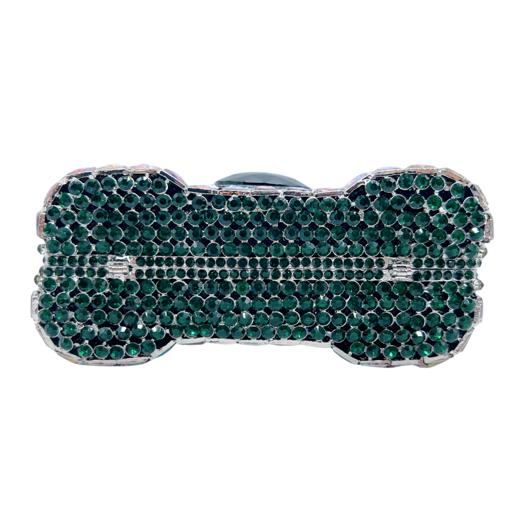 Túi clutch nữ đính kim cương cầm tay dự tiệc sang trọng — Cà phê vàng/hàng có sẵn, Màu xanh lục, Màu bạc, Màu xanh lá chi tiết 5
