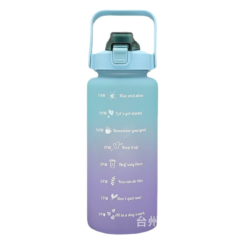 Gradiente de color taza de agua taza de paja esmerilado taza de gran capacidad hervidor deportes al aire libre taza de agua paja portátil taza de plástico