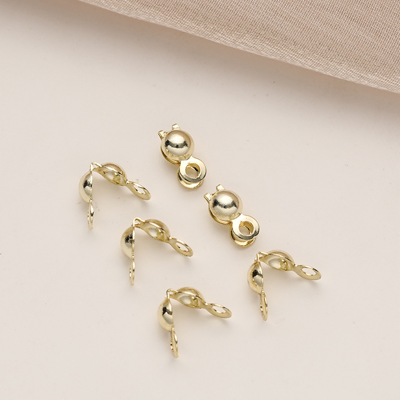 14K Gold-Plated Color-Preserving Covered Buckle Bean Buckle Double-Eared Double-Sided Buckle Ending Double Covered Buckle DIY Bracelet Necklace Bead Chain Accessories 2