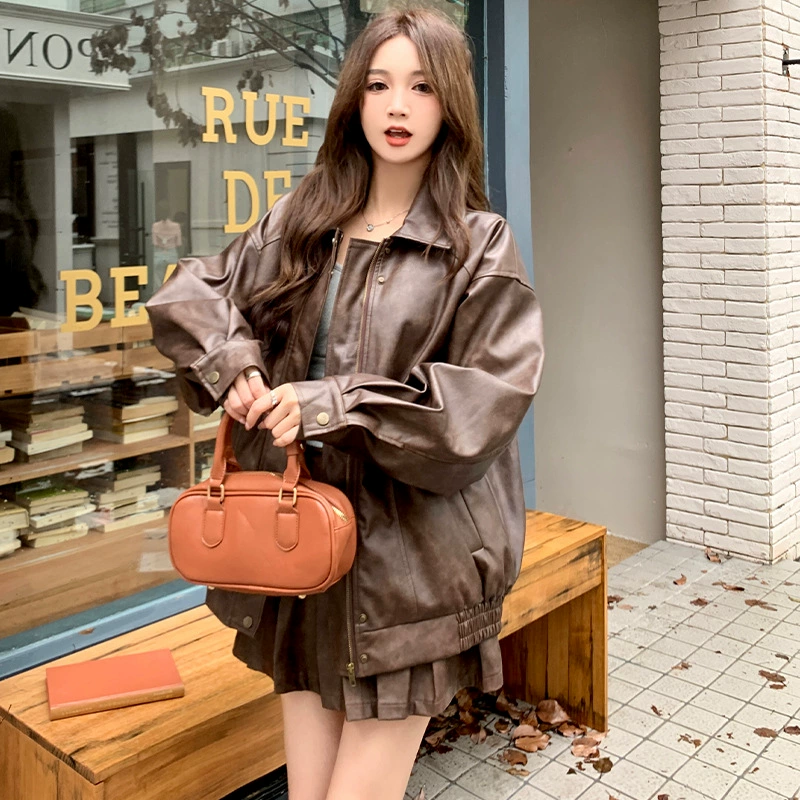 SUOLANDAI/索兰岱 Colored Autumn Demi-Season Retro Jacket, American Style, High-Quality, Loose Fit