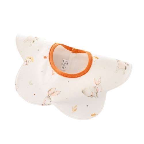 Baby double-layer combed cotton bib saliva towel waterproof spit-up bib newborn baby bib 360 rotating eating pocket