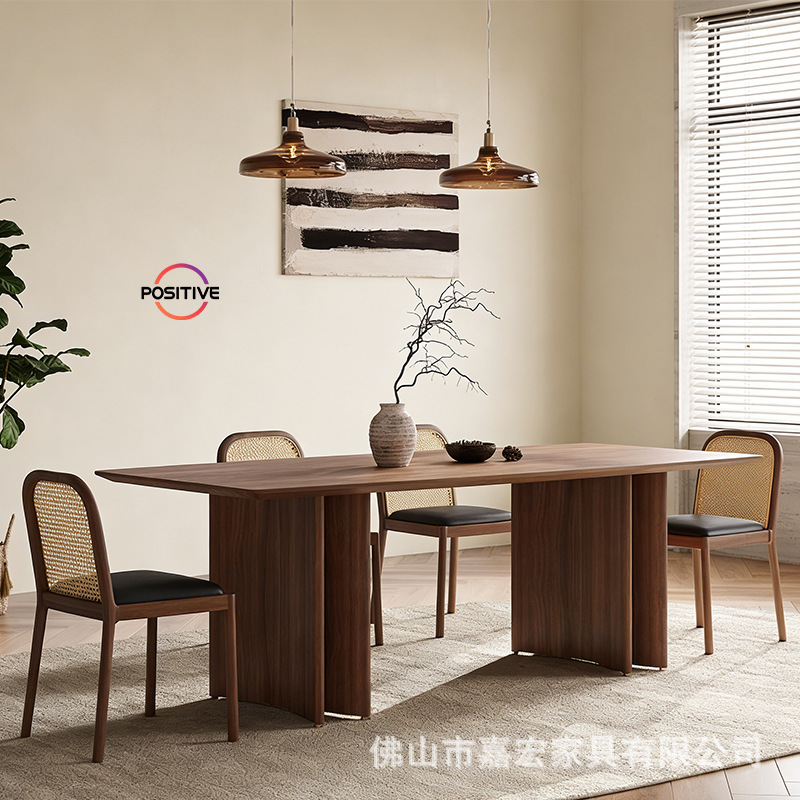 Medieval-Style Solid Wood Dining Table, Simple French Retro Long Table, Black Walnut Rectangular Dining Table Medieval-Style Solid Wood Dining Table, Simple French Retro Long Table, Black Walnut Rectangular Dining Table