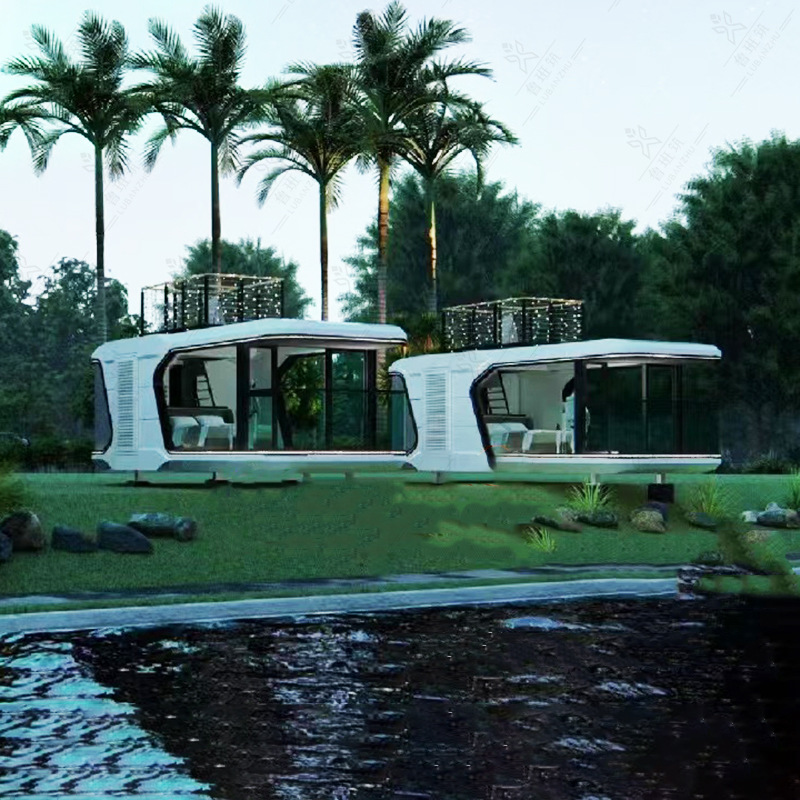 Casa de ensamblaje modular de la cápsula del futuro, centro comercial, punto escénico, tienda de aleación de aluminio móvil, cápsula espacial personalizada a demanda