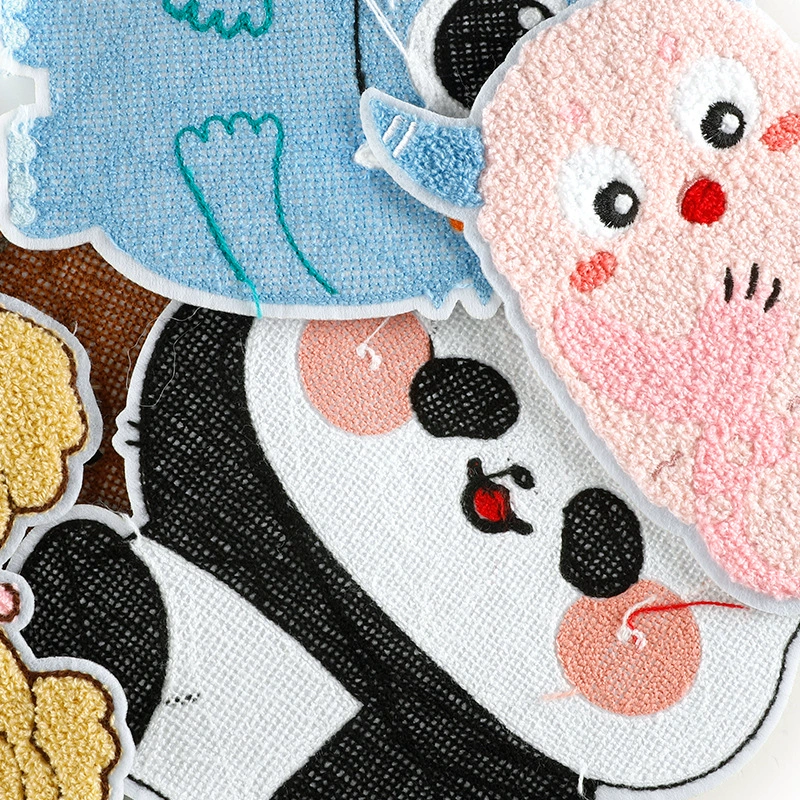 Computer embroidery label embroidery patch clothing accessories without glue-back patch cartoon towel embroidery animal hand sewing cloth patch