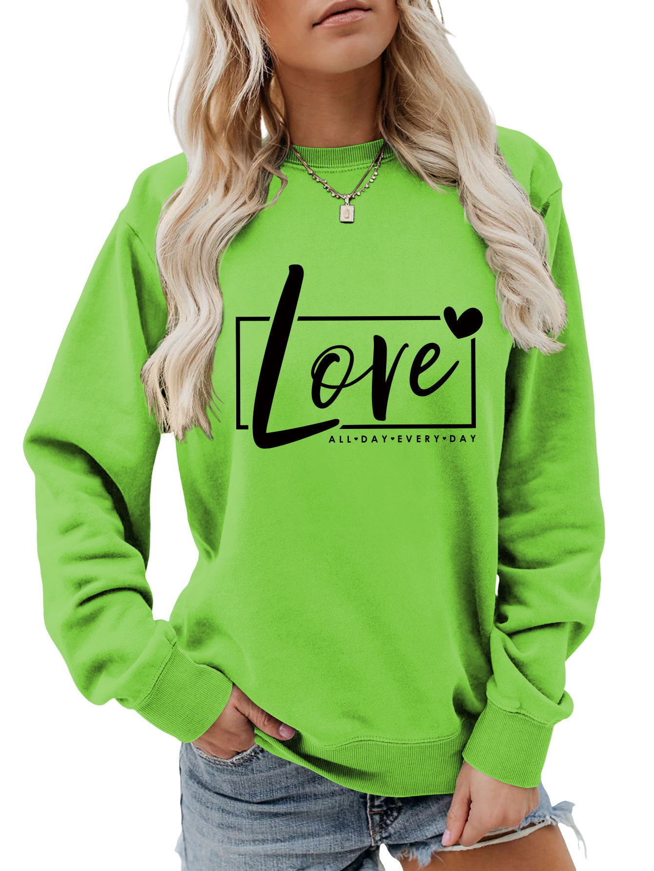 Women's Hoodies Long Sleeve Printing Basic Streetwear Letter Heart Shape display picture 25