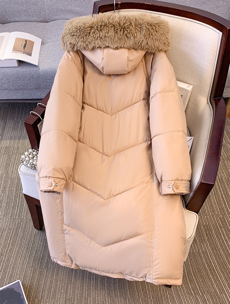 2024 Korean version women's Hong Kong long style over the knee student thick cow horn button cotton loose large fur_voghion.com