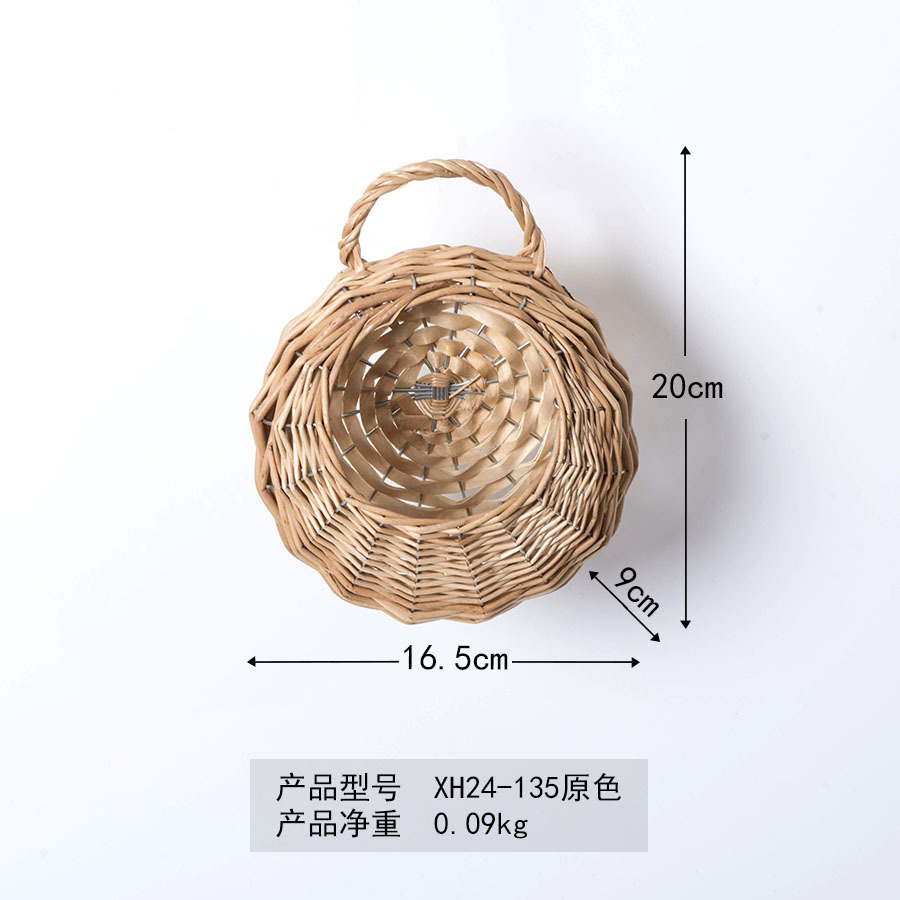 Cesta de flores de caña de sauce de pared creativa tela a mano cesta de flores colgante de cestas de almacenamiento multi-carne pared colgante de maceta