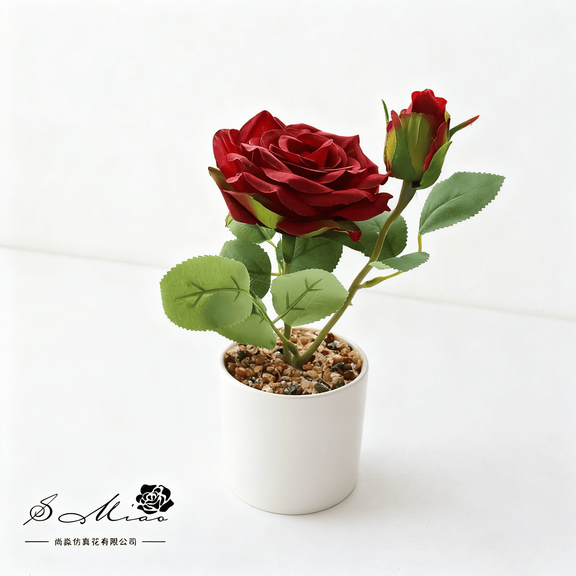 Flores falsas de alta calidad europea rosa bonsai flor de simulación decoración creativa de moda plantación verde artificial simulación maceta