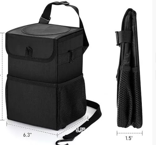 Car-Mounted Waterproof and Leak-Proof Foldable Multifunctional Storage Box with Lid and Seat Back Hanging Garbage Storage Box