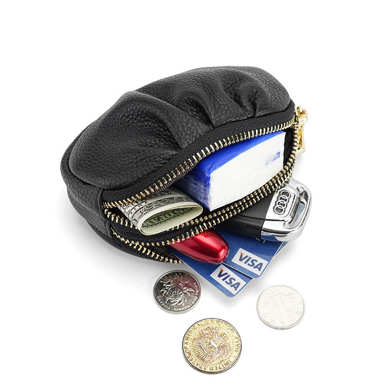 Pequeño bolso de cambio de mujer simple PU multifuncional temperamento práctico plegado tipo doble cremallera bolsa de monedas de mujer