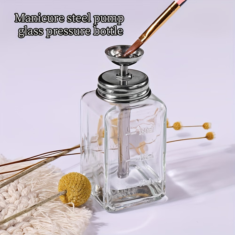 180ml Glass Pump Dispenser with Lid Suitable for Nail Polish Remover Glass Pump Dispenser 180ml Glass Pump Dispenser with Lid Suitable for Nail Polish Remover Glass Pump Dispenser