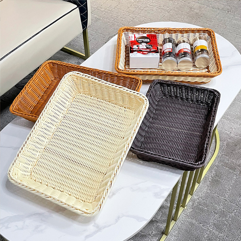 スーパーホテル家庭用pp模造藤大容量水洗い可能防塵分解可能環境保護級野菜バスケット収納バスケット|undefined