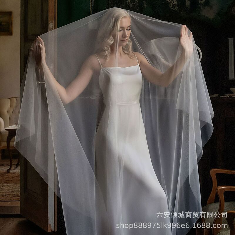 Vintage Korean-Style Long Veil for Photography, High-Definition Soft White Wedding Photography Veil, Single-Layer Bridal Lightweight Dance Veil Vintage Korean-Style Long Veil for Photography, High-Definition Soft White Wedding Photography Veil, Single-Layer Bridal Lightweight Dance Veil