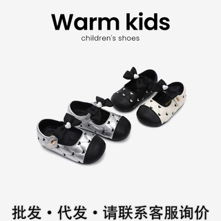 女童小皮鞋爱心蝴蝶结玛丽珍鞋秋季新款女宝宝公主鞋软底一件代发