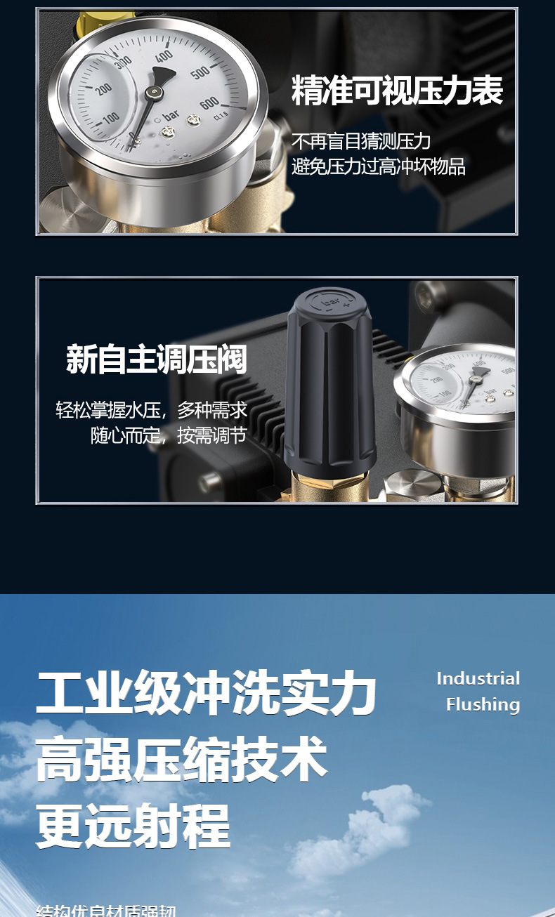 Ultra-High-Pressure Cleaning Machine, Industrial-Grade Powerful Floor Washer, 500kg Car Wash Machine Water Gun, Commercial Car Wash Shop, Farm