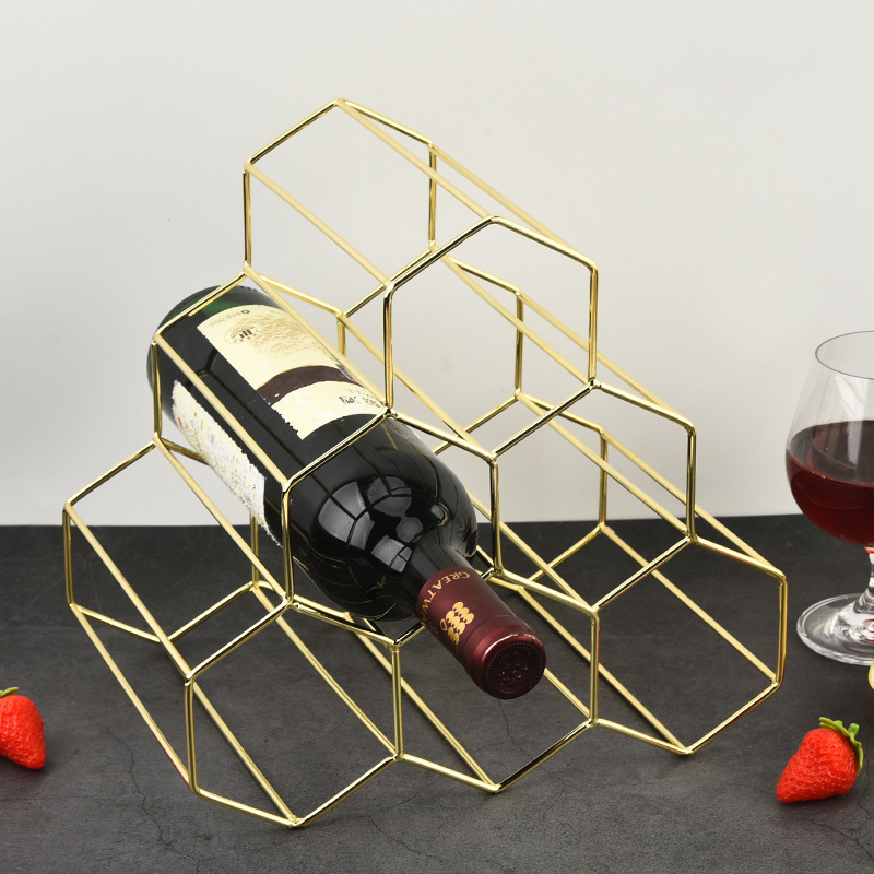 Iron Six-hole Red Wine Rack Creative Honeycomb Household Commercial Living Room Wine Cabinet Display Rack Metal Red Wine Rack Ornaments