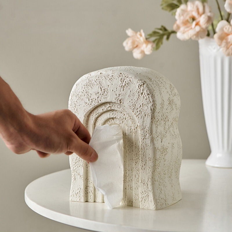 Modern High-End Accessible Luxury Simple Style Tissue Box-Model Room Living Room Desktop Entrance Paper Box Resin Ornaments