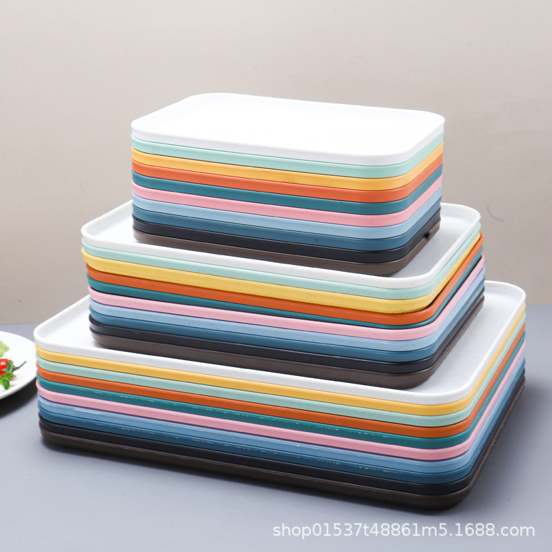 Wheat Straw Tray for Holding Cups, Restaurant Plastic Rectangular Plate, Fruit Plate, Tea Tray, Cross-Border Special Supply for Snacks