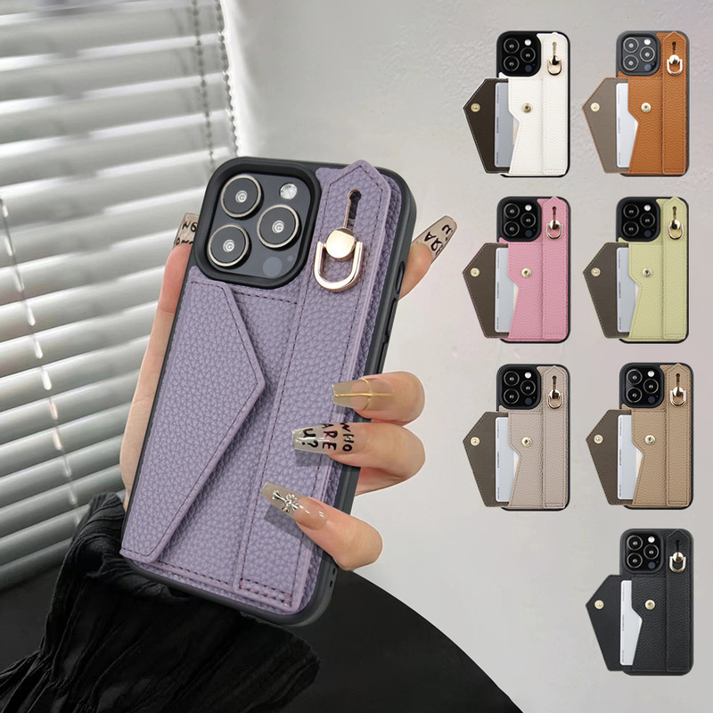 Suitable for Iphone15 16 17Promax Samsung Galaxy Wrist Strap Card Holder Stand Card Holder Phone Case