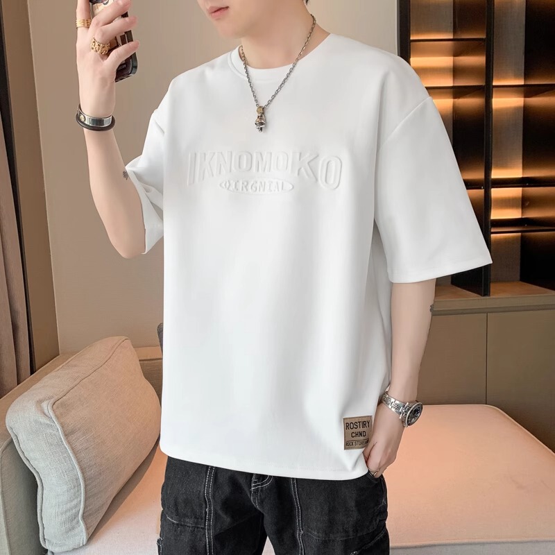 White Short-Sleeve T-Shirt for Men, Summer 2026 New Trendy Brand, Large Size, Thin Half-Sleeve Tee, Men's Top