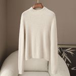 少量服饰狐狸绒羊毛混纺半高领2026春季新款休闲套头针织羊毛衫女