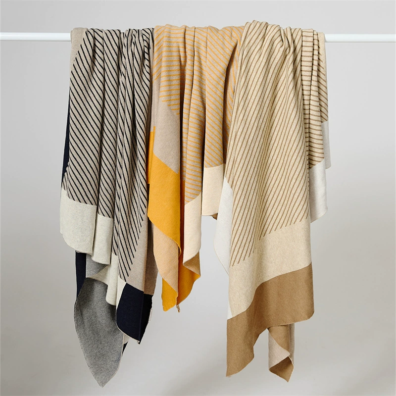 Rajing Textile Patchwork Wool Blended Knit Aviation Blanket Sofa Throw Soft Furnishings Home Decoration Throw Blanket