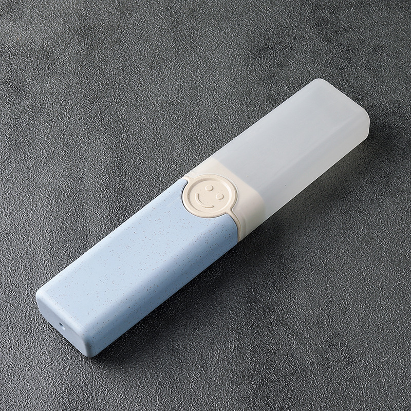 Cuchillo portátil, tenedor y cuchara conjunto de tres piezas de trigo estudiante de viaje palillos, tenedor y cuchara trabajo en caja Smiley vajilla traje logo