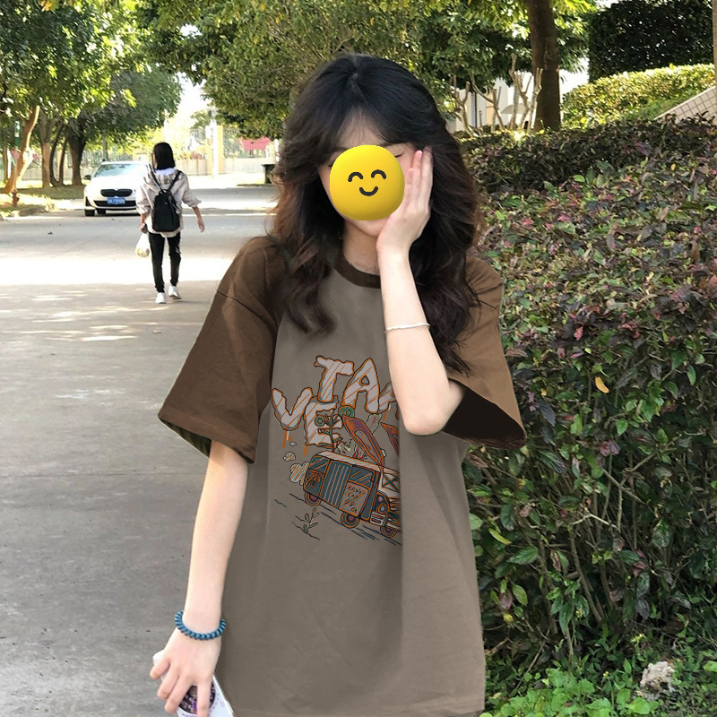 New American Style Retro Pure Cotton Heavy-weight Short-sleeved T-shirt Women's Design Sense Instagram National Fashion Brand Niche Short-sleeved Top