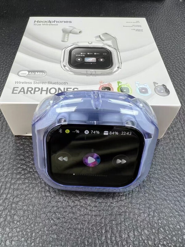AIRMAX Bluetooth ヘッドセット LCD タッチ カラー スクリーン ノイズリダクション インイヤー透明モデル 超長バッテリー寿命スポーツヘッドセット|undefined