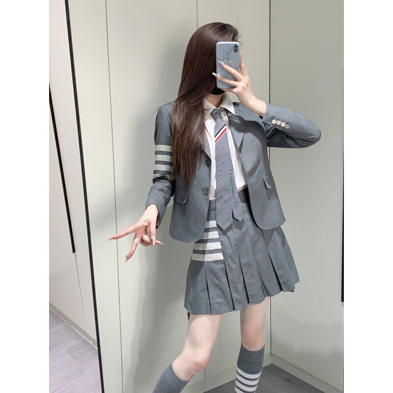 Taobao Cross-Border Agent 26 New Models Tb Wool Women's White Four-Stripe Suit College Style Blazer Jacket Taobao Cross-Border Agent 26 New Models Tb Wool Women's White Four-Stripe Suit College Style Blazer Jacket
