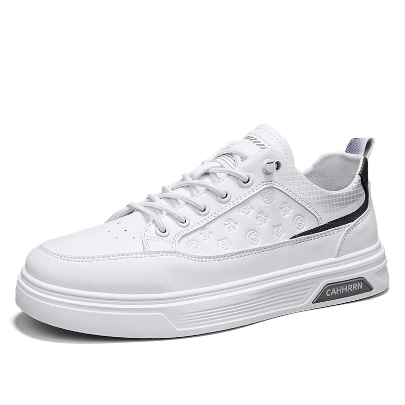 Zapatos de cuero para hombres, zapatos de skate casuales de primavera para hombres, zapatos blancos de moda para estudiantes, zapatos individuales para adolescentes, 2025 nuevos