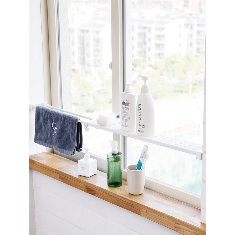 窗台置物架窄边伸缩超窄卫生间隔板厨房柜子免打孔撑杆可分层架