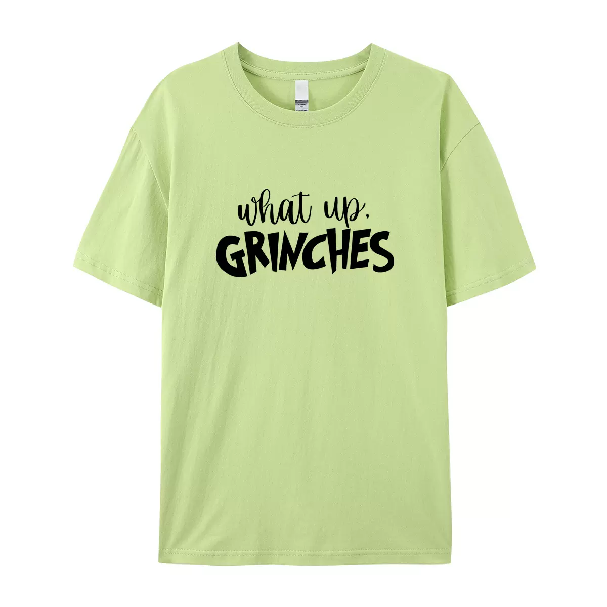 亚马逊纯棉欧美码T恤What Up GrinchesT恤圆领女士短袖上衣现货