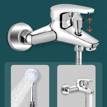 Factory Direct Sales of Hot and Cold Mixing Valve Bathroom Shower Set with Adjustable Rod, Simple Shower Head Shower System